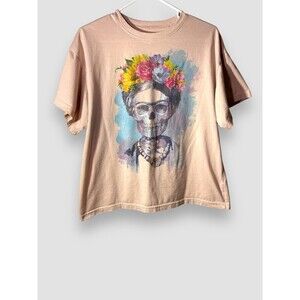 Frida Kahlo T-Shirt By Jerry Leigh Womens Size XS Pink Cinco DE Mayo